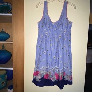 ELOISE cotton blue floral print dress